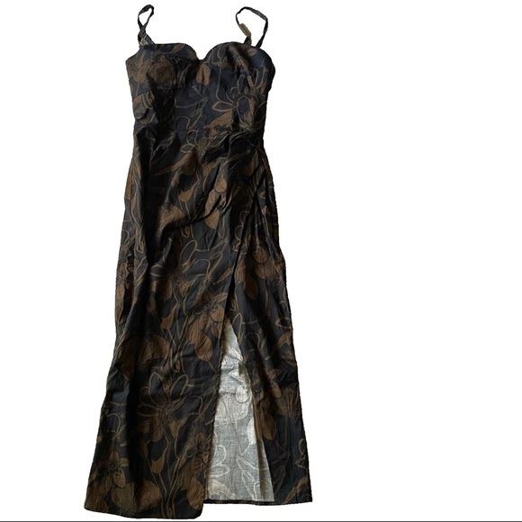 ✨NEW✨ Reformation Alfred Cotton Midi Dress in Brava Brown Black Floral Size 6 - Picture 3 of 10